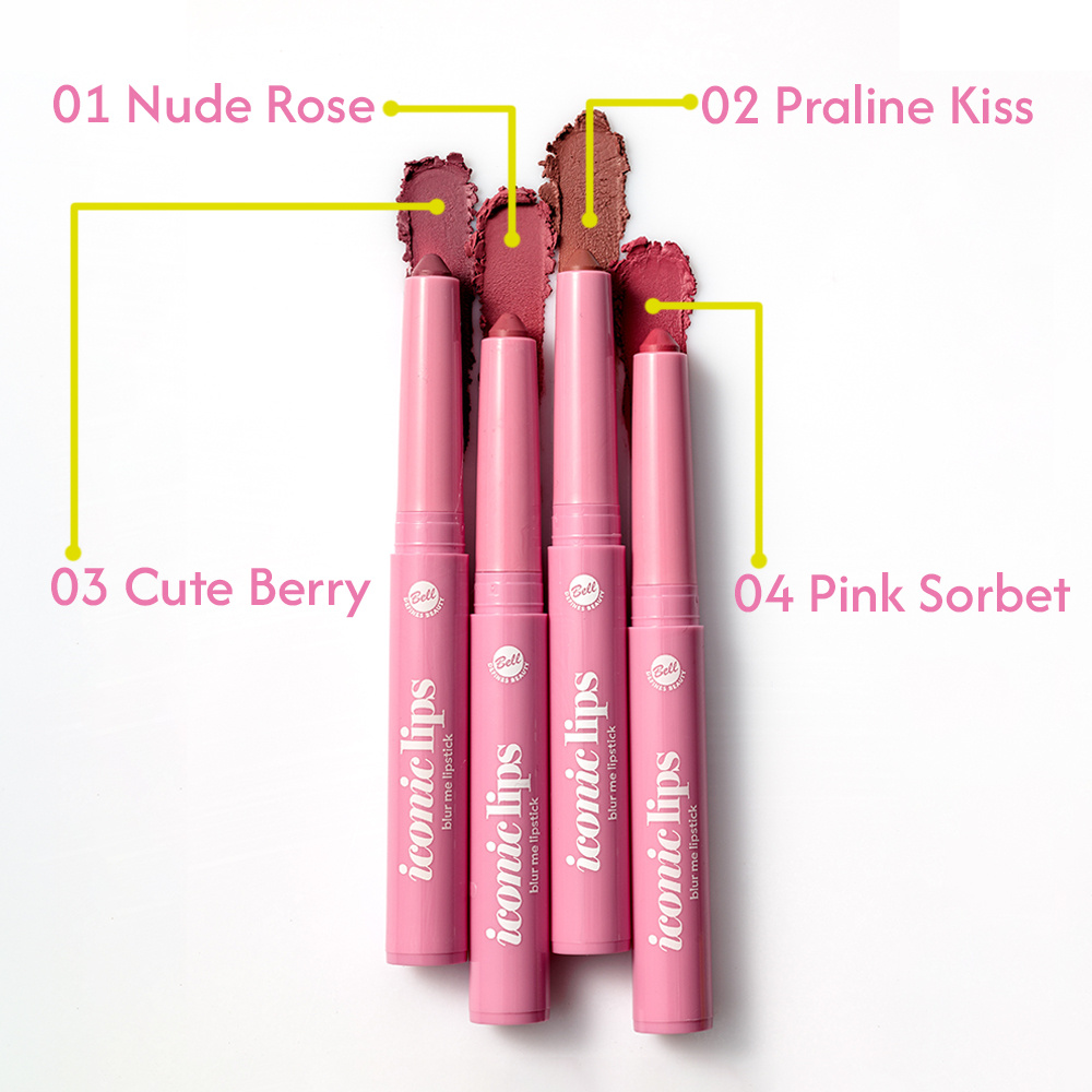Bell Iconic Lips Blur Me Lipstik 01 Nude Rose